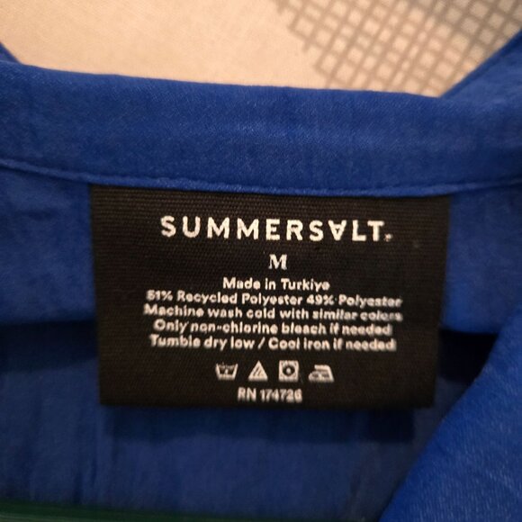 Summersalt Blue Button-Up Long Shirt Dress Medium‎ Swim Cover Blue Beach Resort - Picture 3 of 10